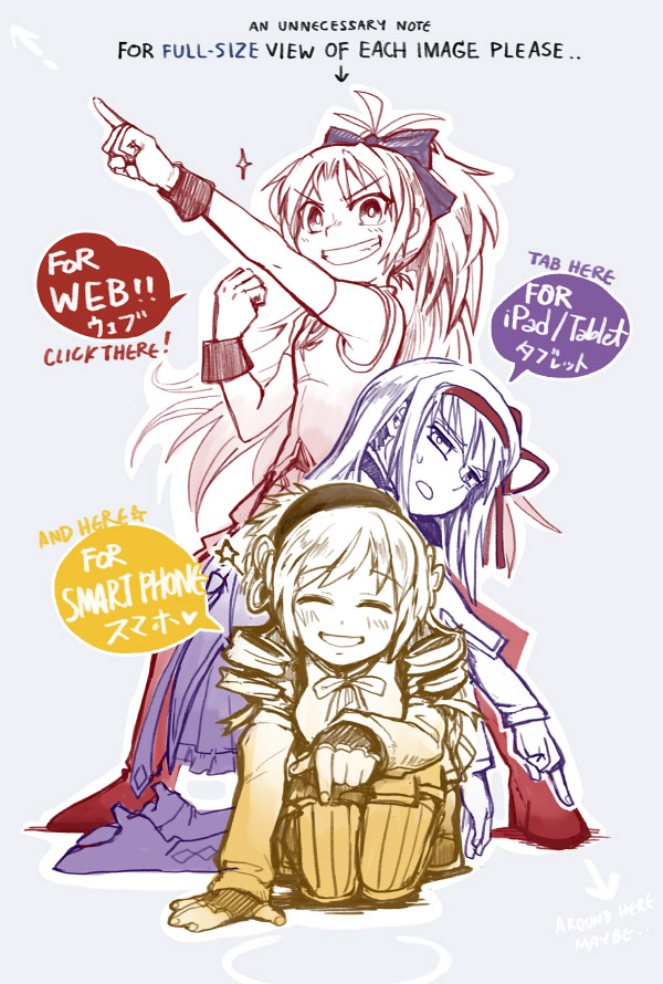 akemi homura, sakura kyoko, and tomoe mami (mahou shoujo madoka magica and 2 more) drawn by silverxp