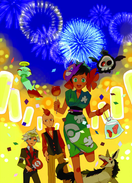 steven stone, luvdisc, sableye, duskull, mightyena, and 3 more (pokemon and 1 more) drawn by gum_(gmng)