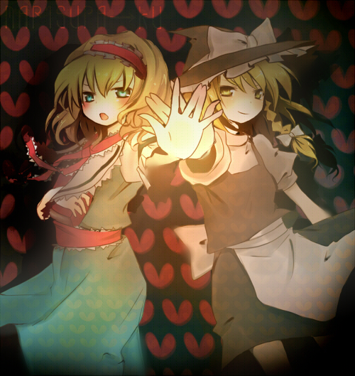 kirisame marisa and alice margatroid (touhou) drawn by sakusakumonoka
