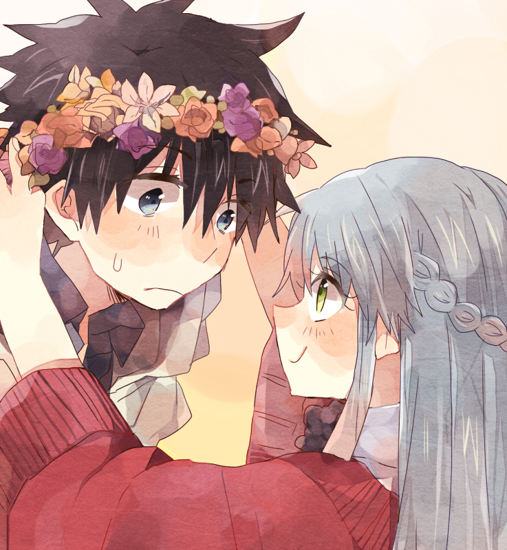 kamijou touma and index (toaru majutsu no index) drawn by niwatoriko