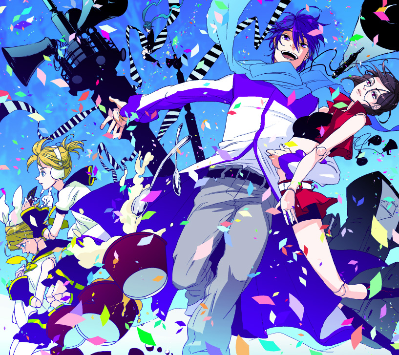 hatsune miku, kagamine rin, kagamine len, kaito, and meiko (vocaloid and 4 more) drawn by mu_(haminimo)