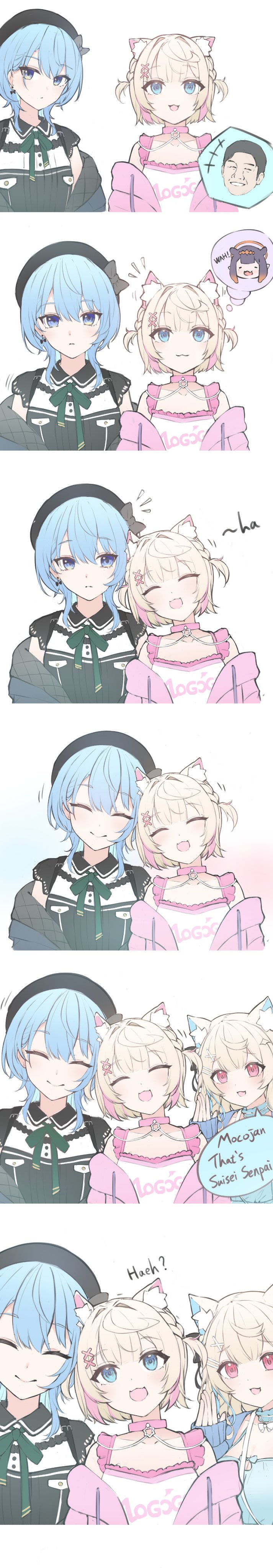 hoshimachi suisei, ninomae ina'nis, fuwawa abyssgard, mococo abyssgard, and yagoo (hololive and 1 more) drawn by a9_(repainter)