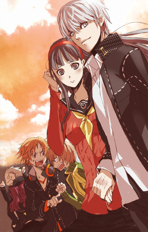 narukami yu, satonaka chie, kujikawa rise, amagi yukiko, hanamura yousuke, and 1 more (persona and 1 more) drawn by asu_(asoras)