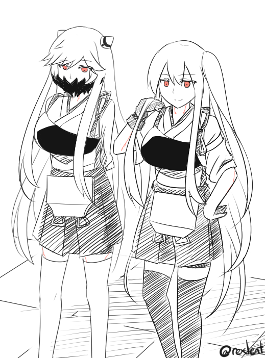 kaga, akagi, midway princess, and aircraft carrier oni (kantai collection) drawn by rexlent