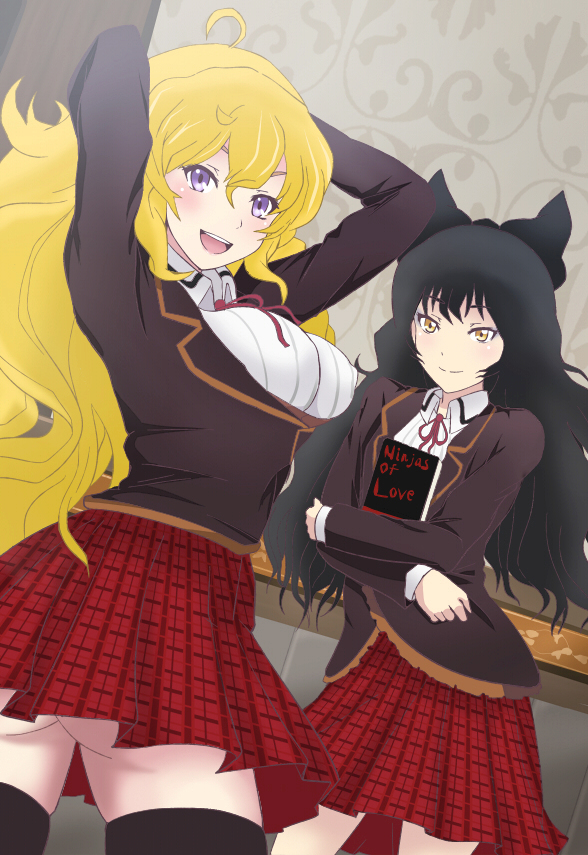 yang xiao long and blake belladonna (rwby) drawn by banboro_(technobot)
