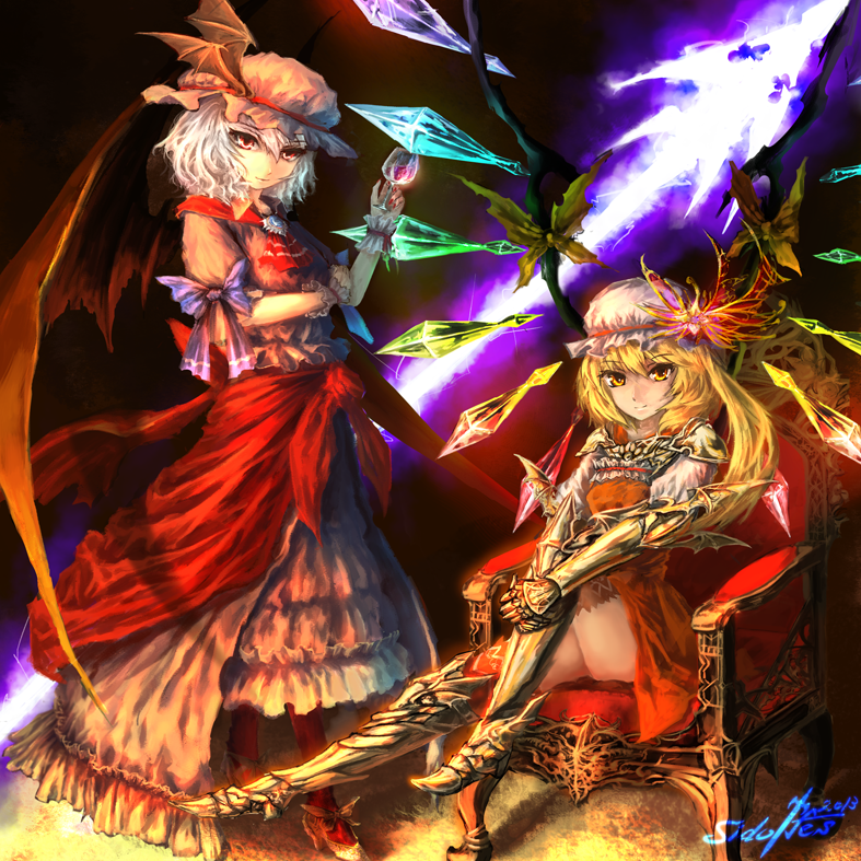 remilia scarlet and flandre scarlet (touhou) drawn by asgarion