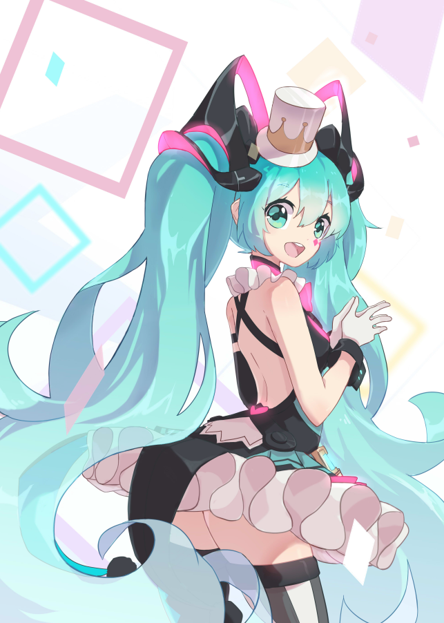 hatsune miku and magical mirai miku (vocaloid and 1 more) drawn by nejikyuu
