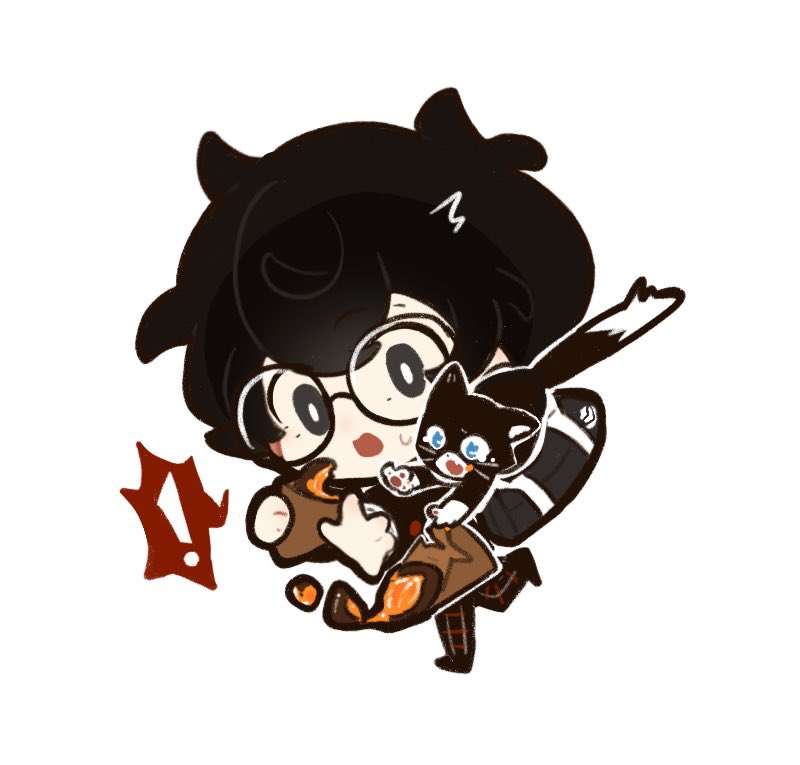 amamiya ren and morgana (persona and 1 more) drawn by guluguluver