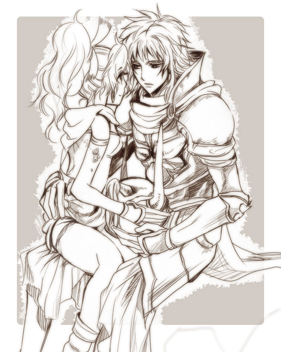 terra branford and warrior of light (final fantasy and 3 more) drawn by asu_(asoras)