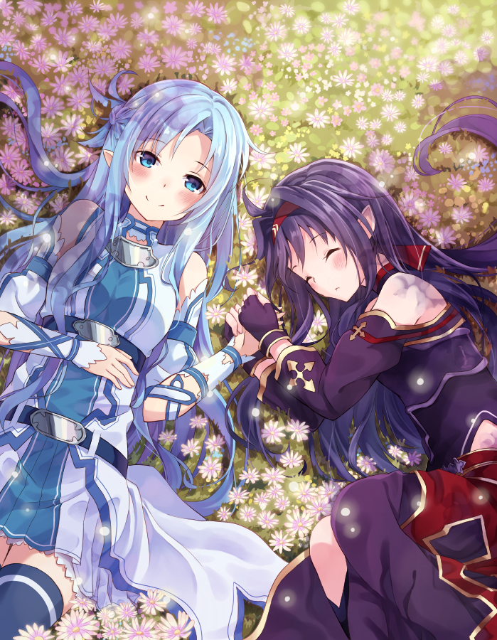 asuna and yuuki (sword art online) drawn by nonono_(nononotea)
