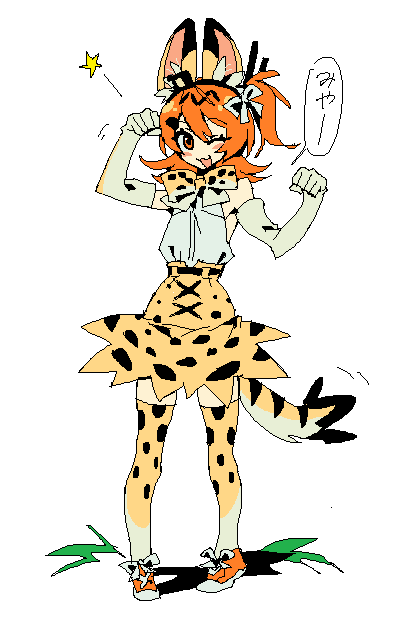 serval and adachi rei (kemono friends and 2 more) drawn by edward_(chookooreetoo)