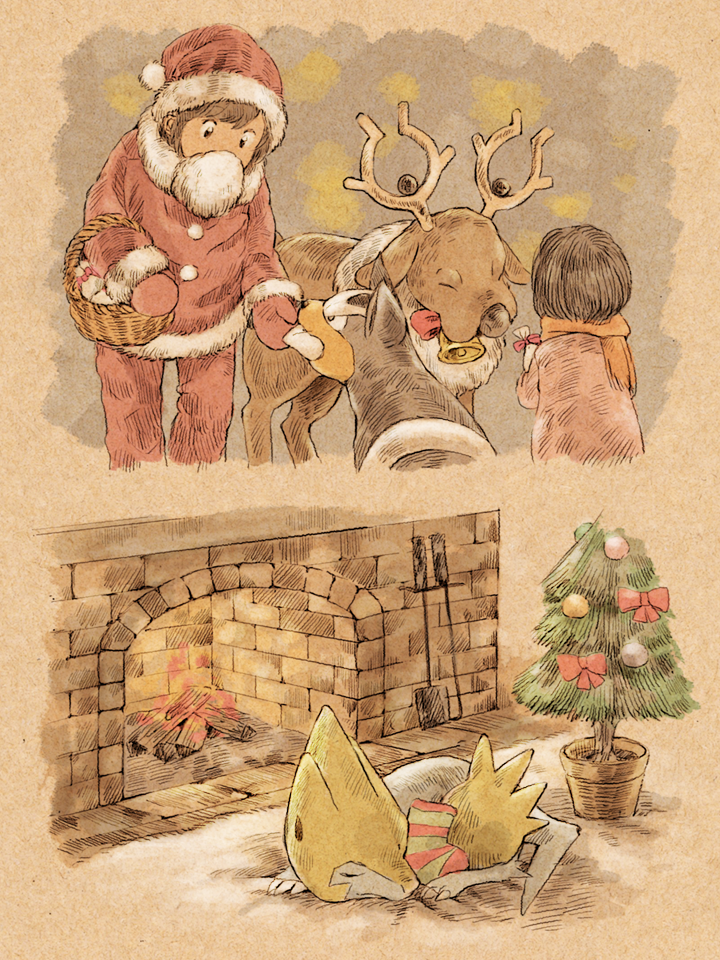 manectric, houndour, and stantler (pokemon) drawn by matsuri_(matsuike)
