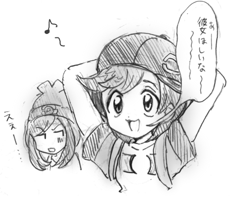 selene and elio (pokemon and 1 more) drawn by yatsuhashi_otogi