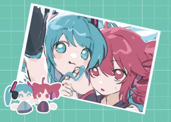 hatsune miku and kasane teto (vocaloid and 2 more) drawn by michia_(bourgognepony)