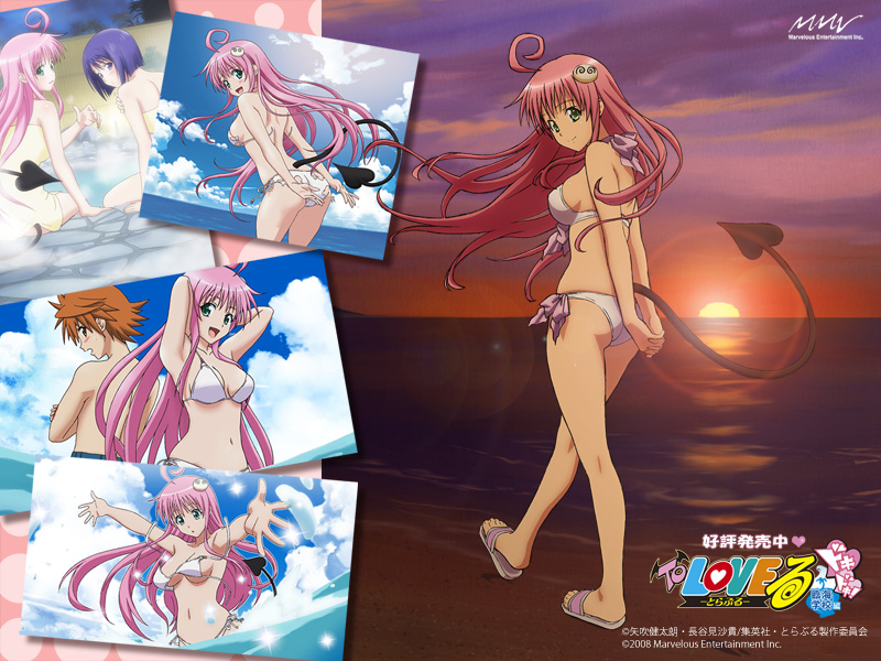 lala satalin deviluke, sairenji haruna, yuuki rito, and peke (to love-ru)