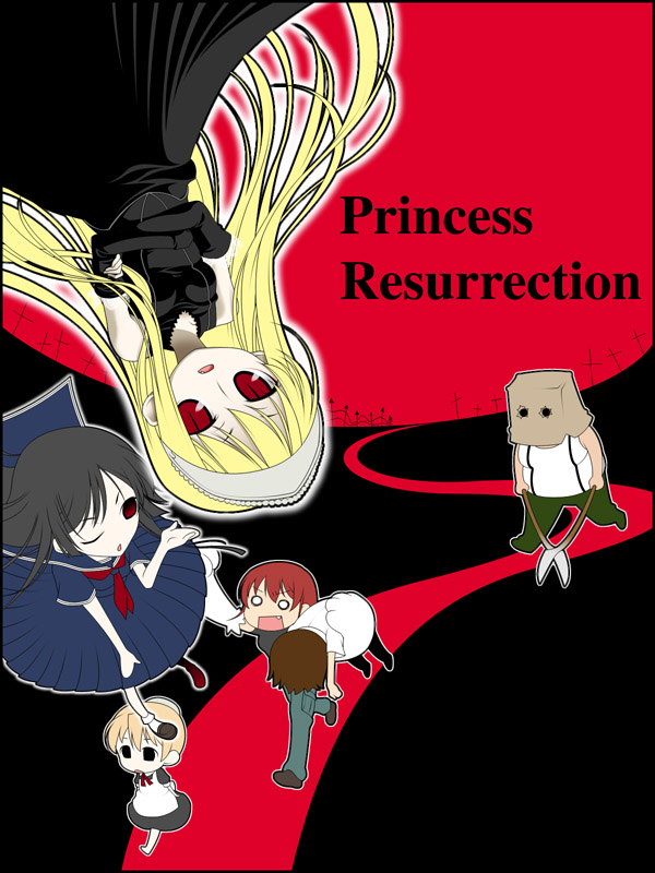 hime, riza wildman, kamura reiri, flandre, and hiyorimi hiro (kaibutsu oujo) drawn by nimiya