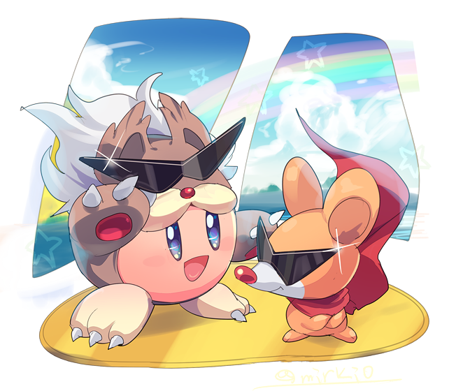 kirby, spinni, and animal kirby (kirby and 1 more) drawn by komoreg
