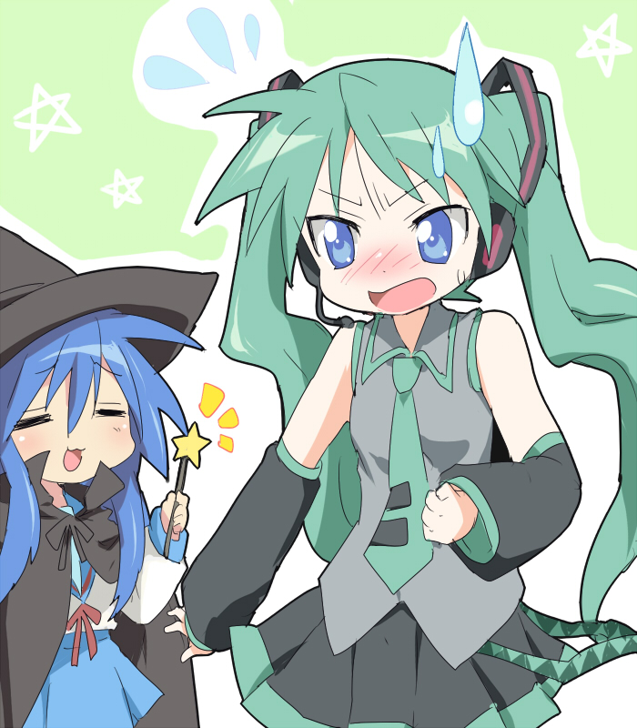 hatsune miku, nagato yuki, hiiragi kagami, and izumi konata (vocaloid and 2 more) drawn by maruki_(punchiki)