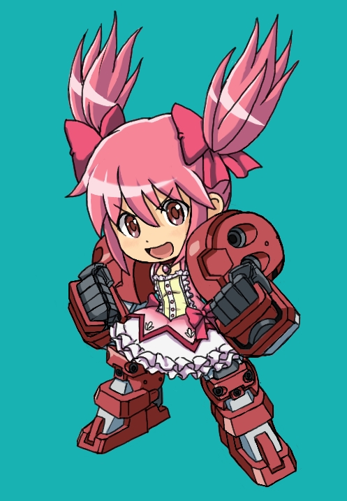 kaname madoka, gundam age-1, and gundam age-1 titus (mahou shoujo madoka magica and 2 more) drawn by destiny30229