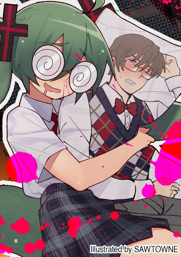hatsune miku and hiyama kiyoteru (vocaloid and 1 more) drawn by sawtowne