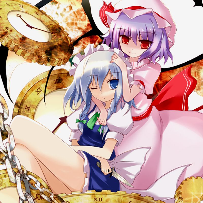 remilia scarlet and izayoi sakuya (touhou) drawn by hoshikuzu