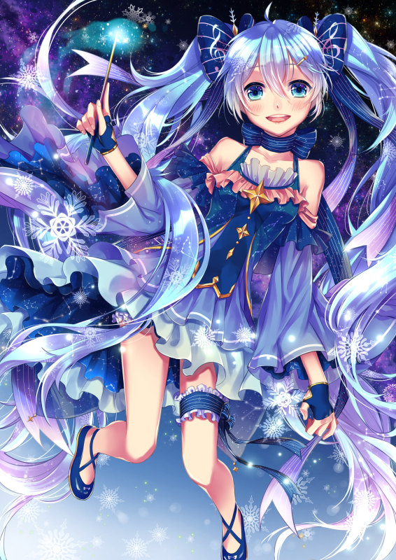 hatsune miku and yuki miku (vocaloid) drawn by kirisita