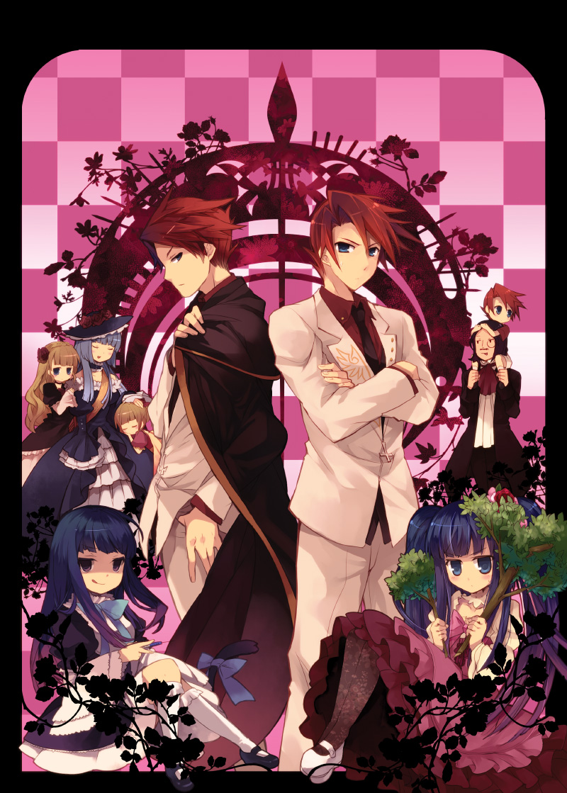 beatrice, ushiromiya battler, frederica bernkastel, furudo erika, virgilia, and 1 more (umineko no naku koro ni) drawn by hanokage and suzushiro_kurumi