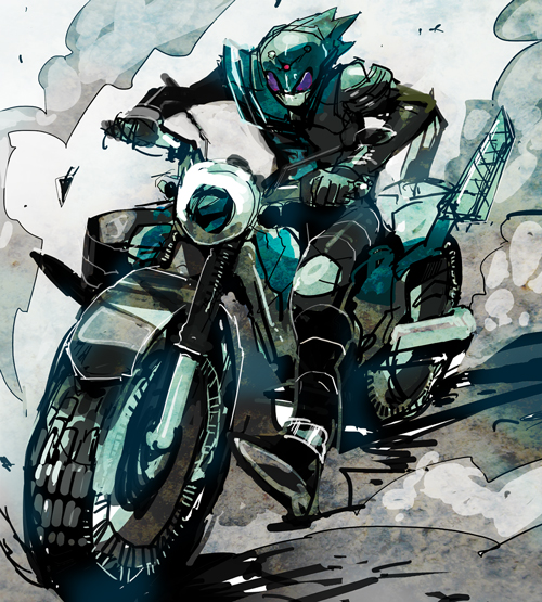 kamen rider meteor (kamen rider and 1 more) drawn by demizu_posuka