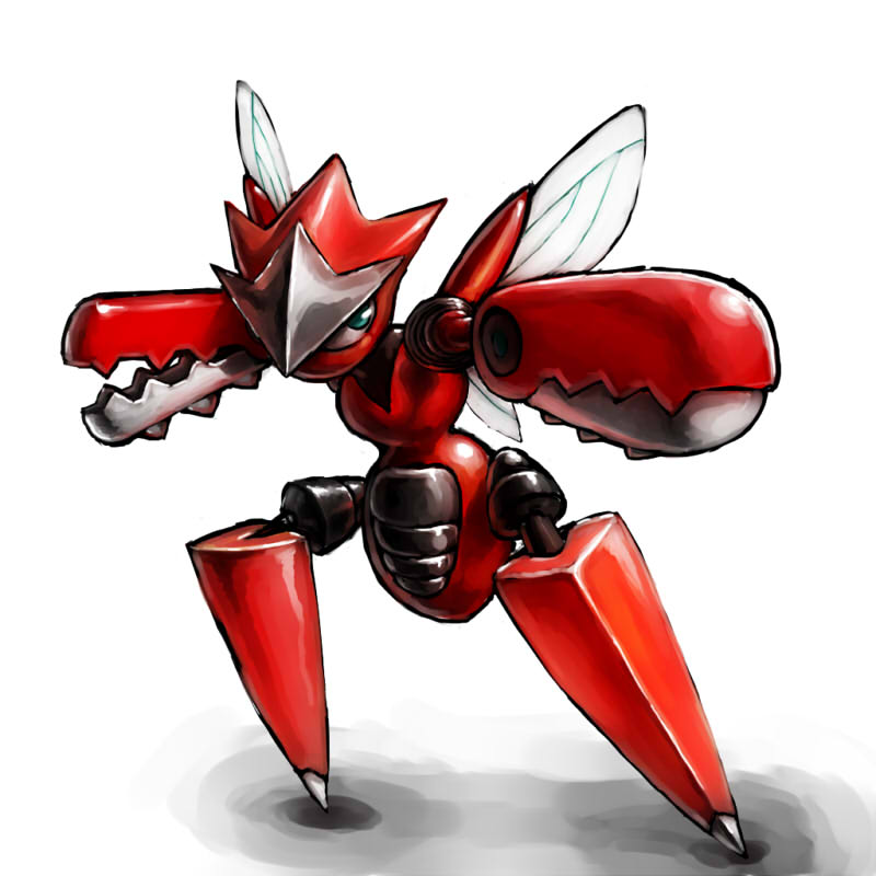 scizor and mega scizor (pokemon) drawn by kaosu_(kaosu0905)