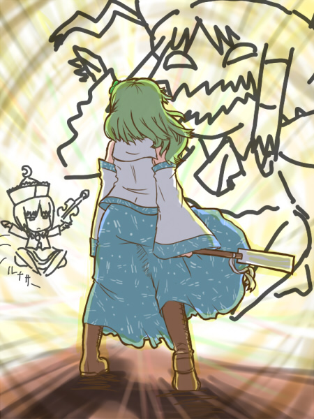 kochiya sanae and lunasa prismriver (touhou) drawn by ameimo
