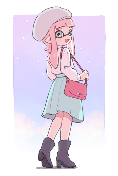 inkling player character and inkling girl (splatoon and 1 more) drawn by gomi_(kaiwaresan44)