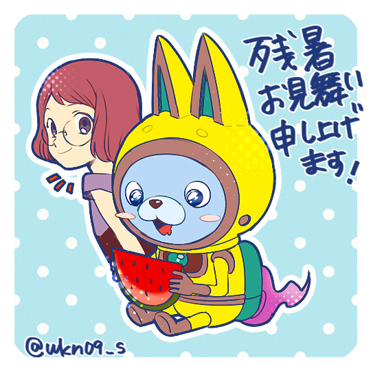 usapyon and misora inaho (youkai watch) drawn by wa_(wakana)