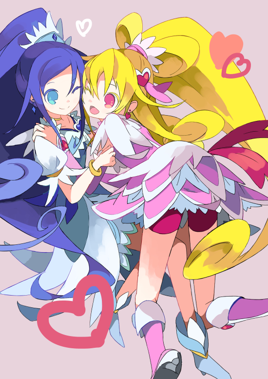 hishikawa rikka, aida mana, cure heart, and cure diamond (precure and 1 more) drawn by tulaca_(pixiv)