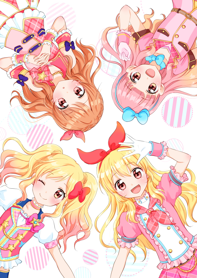 hoshimiya ichigo, ozora akari, nijino yume, and yuki aine (aikatsu! and 2 more) drawn by tiramisu651