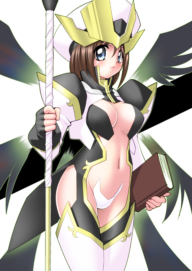 yagami hayate, schwertkreuz, and tome of the night sky (lyrical nanoha and 1 more) drawn by sakura_ryuuken