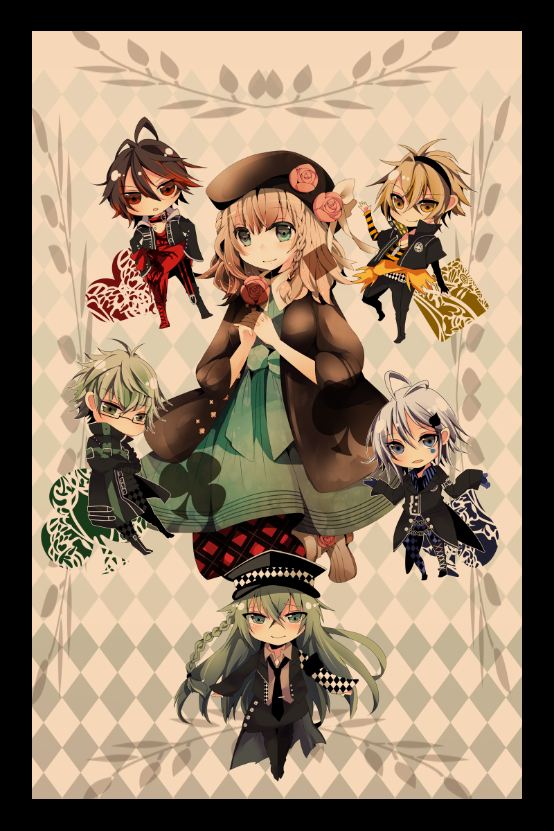 heroine, shin, toma, ikki, ukyou, and 1 more (amnesia) drawn by potatpotatpotat