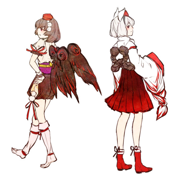 shameimaru aya and inubashiri momiji (touhou) drawn by shiro_(reptil)