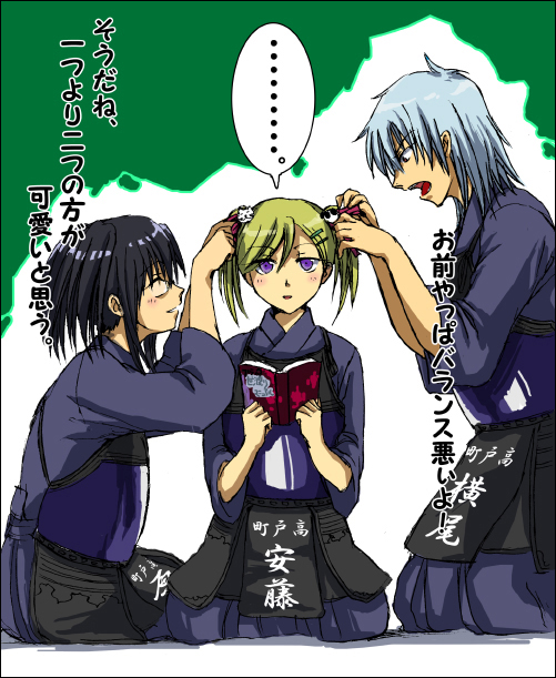 andou yuuri, yokoo maya, and harada konatsu (bamboo blade) drawn by nanako_(pixiv138845)