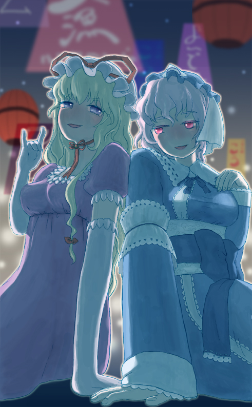 yakumo yukari and saigyouji yuyuko (touhou) drawn by zo_tuite