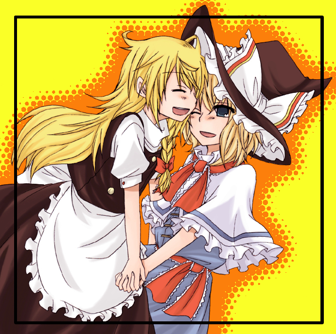 kirisame marisa and alice margatroid (touhou) drawn by yuuta_(monochrome)