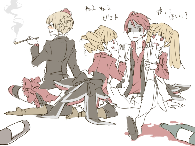 beatrice, ushiromiya battler, asmodeus, and beelzebub (umineko no naku koro ni) drawn by 0930erina