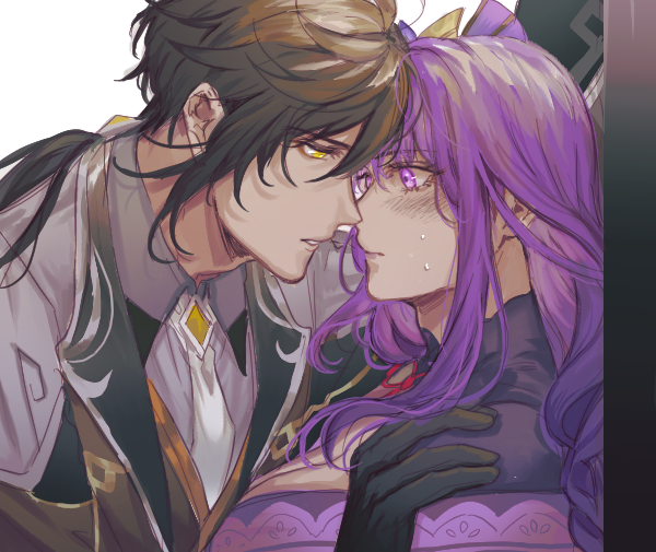 raiden shogun and zhongli (genshin impact) drawn by nananasleep