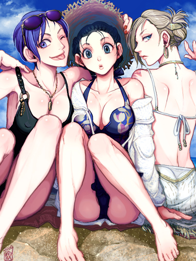 android 18, bulma, and chi-chi (dragon ball and 1 more) drawn by harumaki