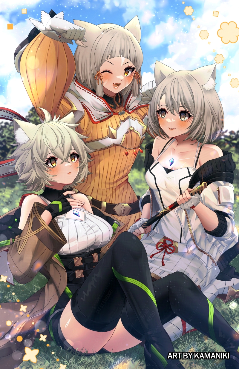 nia, mio, and na'el (xenoblade chronicles and 3 more) drawn by kamaniki