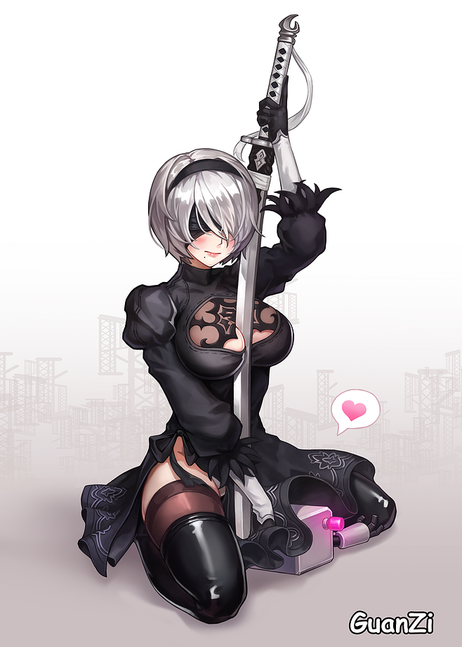 2b (nier and 1 more) drawn by lujang