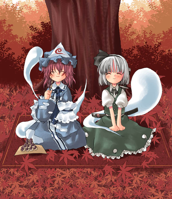 konpaku youmu and saigyouji yuyuko (touhou) drawn by kokono_coco