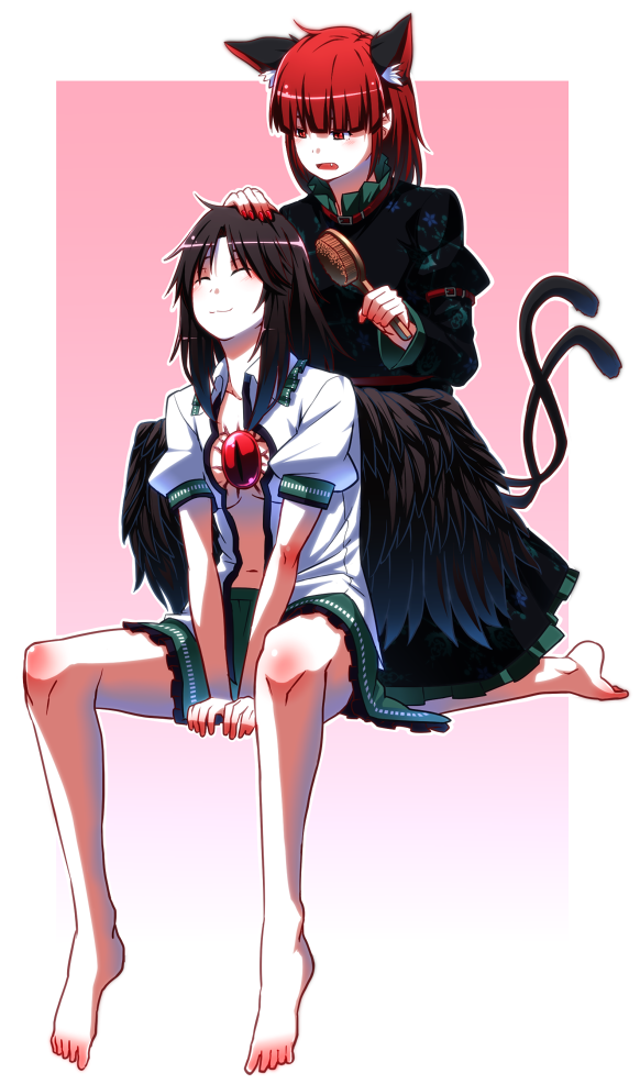 kaenbyou rin and reiuji utsuho (touhou) drawn by mendou_saya