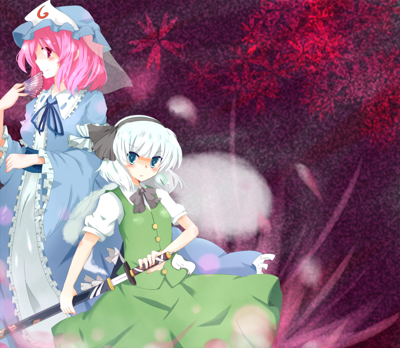 konpaku youmu and saigyouji yuyuko (touhou) drawn by kodamari