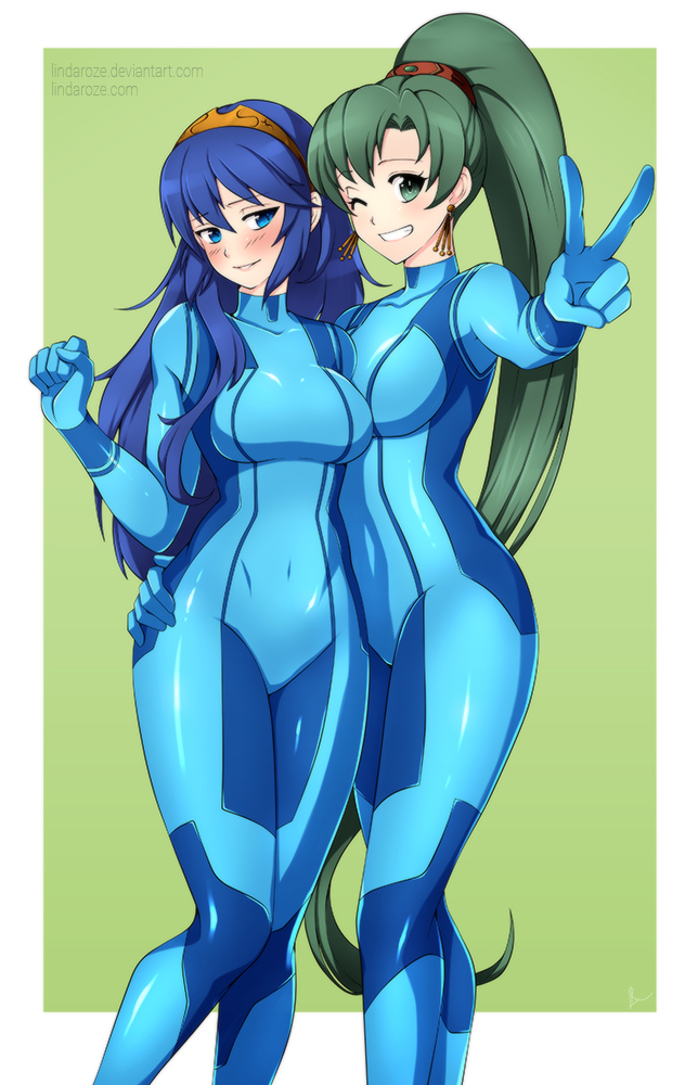 samus aran, lucina, and lyn (fire emblem and 5 more) drawn by lindaroze