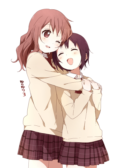 takano megumi and akimoto miwa (yuri yuri) drawn by namori